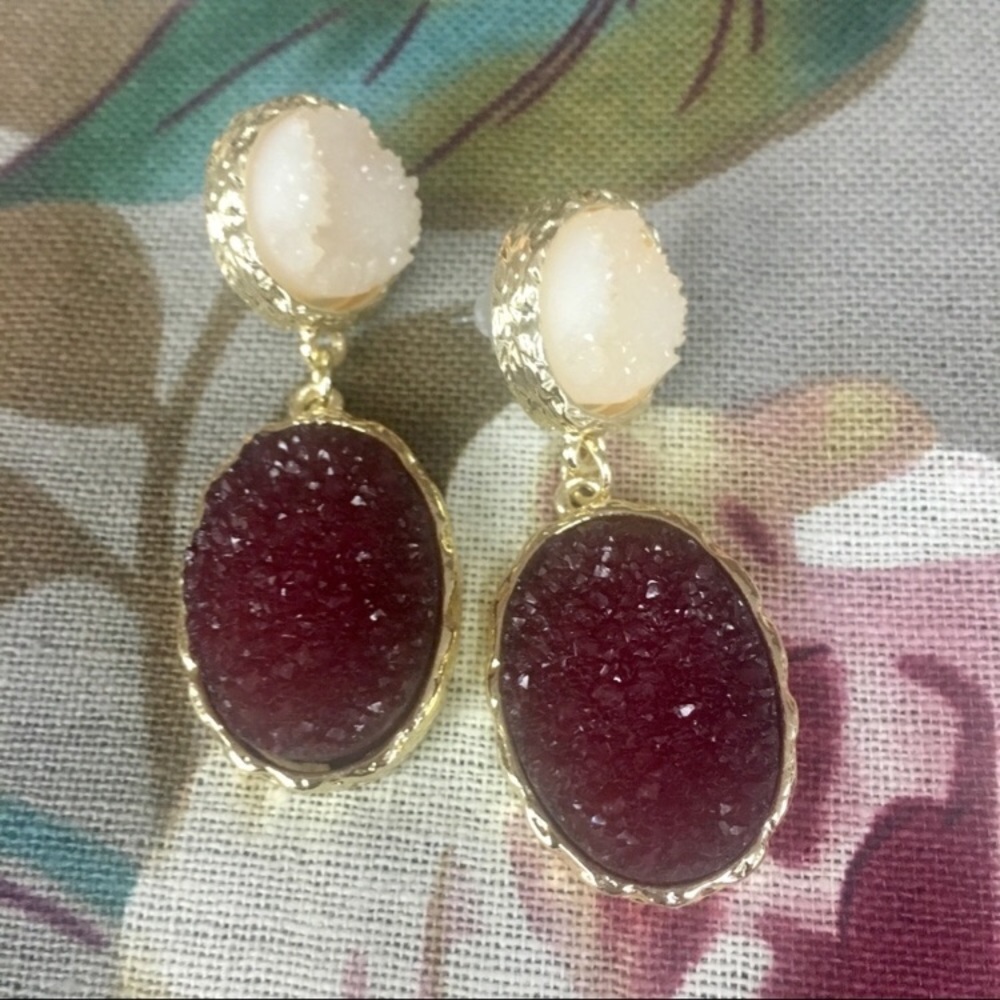 • Now available! Anthro Druzy Quartz Earrings • - Picture 5 of 5